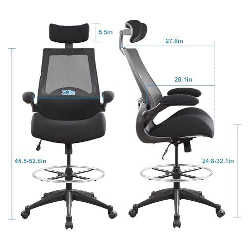 BOLISS Drafting Tall Office Chair 400lbs High Back Standing Desk Chair - color: Black, size: BLS-2818HD