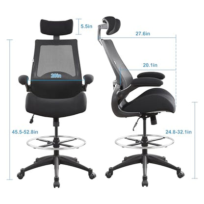 BOLISS Drafting Tall Office Chair 400lbs High Back Standing Desk Chair - color: Black, size: BLS-2818HD