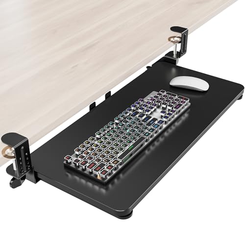 Ergonomic Keyboard Tray Under Desk, 25.6x11.8 Inch Board, Black - color: Black, size: Large