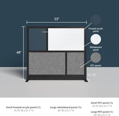 Workflow Modular Wall | Room Divider with Whiteboard, Sound-Dampening, & Frosted Acrylic Panels | Expandable Office Partition for Privacy & Productivity (53" x 48") - size: 53'' x 48''