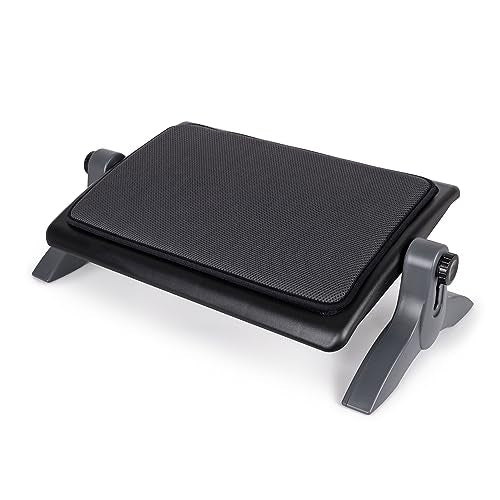 EHO Ottoman, Ergonomic Foot Rest for Under Desk, Adjustable Height and Angle, Sponge Platform, Anti-Slip, Ankle Support, Detachable Washable Cushion, Back and Leg Pain Relief, 21.6" L x 11.4" W, Black - style: Sponge Platform
