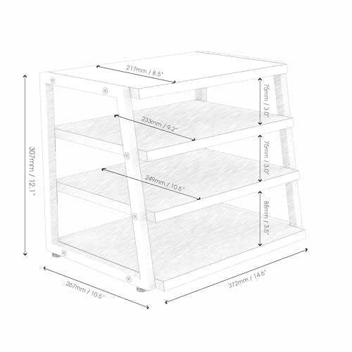 Fenge Desk Shelf Organizer, 4-Tier Tower Desktop Office Shelves, White - color: White