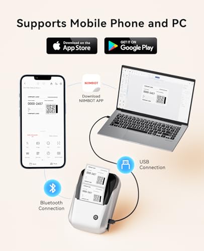 NIIMBOT B1 Label Maker Machine with 3 Tapes, Silver Gray | 2 Inch Portable Sticker Printer for Home, Office, School Small Businesses, Clothing, Logo, Jar, Bakery, Work with Phones & PC - color: Silver Gray, style: Printer+3Tapes