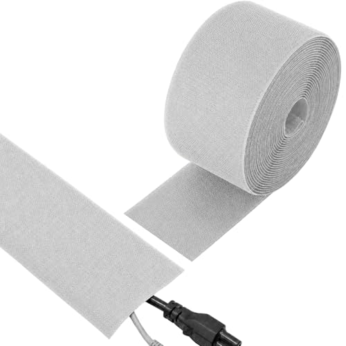 WILLBOND Cord Cover for Carpet, 24.6 ft x 3 in Floor Cable Management Strip, Reusable Hook and Loop Cord Protector for Wires on Carpet, Cuttable Wire Hider for Office Desk Home, Gray - color: Gray