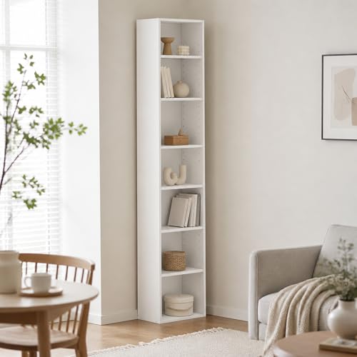 8-Tier Bookshelf, Bookcase, Storage Organizer, Book Shelf with Open Shelf, 9.3 x 11.8 x 70.9, for Living Room, Home Office, Bedroom, White - color: White, size: 8 Tier