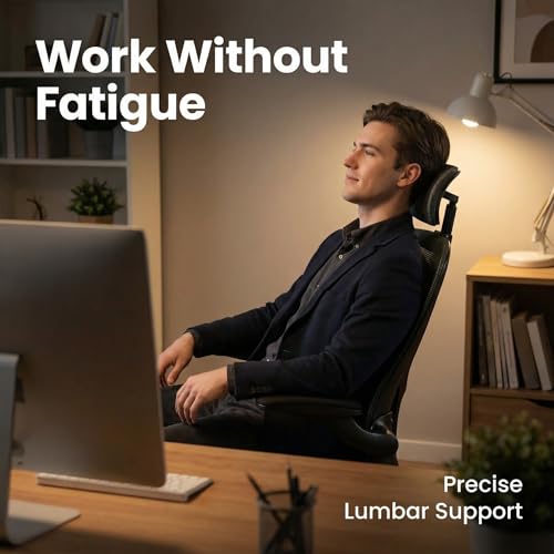 Monhey Ergonomic Chair, Adjustable Lumbar & Flip-up Arms, Black - color: 10black