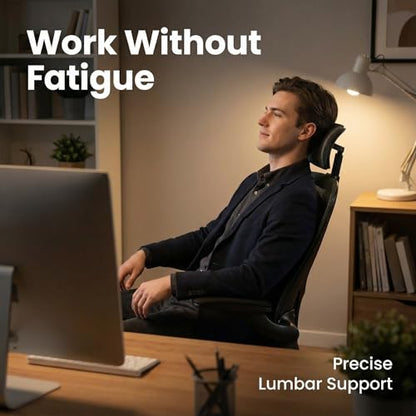 Monhey Ergonomic Chair, Adjustable Lumbar & Flip-up Arms, Black - color: 10black