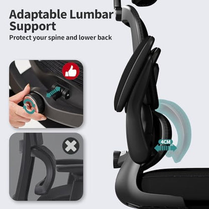 TRALT Office Chair Ergonomic Desk Chair - Gaming Chair with Lumbar Support | 330 LBS Home Office Desk Chairs with Headrest, Reading Chair with Flip-up Armrests, Comfortable Computer Chairs (1, Black) - color: Black