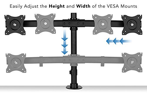 Mount-It! Dual Monitor Desk Stand, C-Clamp & Grommet Base