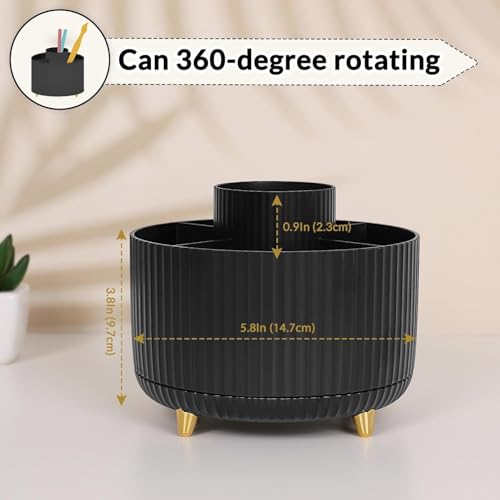 SKYDUE 360 Degree Rotating Desk Organizer, Pencil Pen Holder for Desk - color: Black_1Pack
