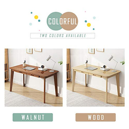 IOTXY Solid Wood Writing Desk - Home Office Laptop Computer Table, Walnut - color: Walnut, size: 120CM