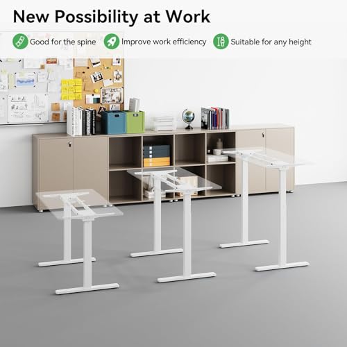 Dual Motor Standing Desk Frame for 40-63 in Tops, 264 lb, White | Frame Only, Fits 40-63 x 24-28 in Tops, 28.3-46.5 in Height, 2+3 Controls, ≤45 dB, 264 lb Capacity - color: White