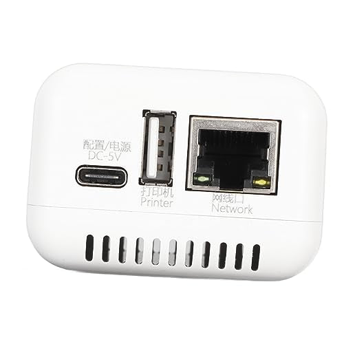 DAUERHAFT Wireless Print Server, Support Image Printing USB 2.0 Network Print Server Multiple Interfaces 100-240V Lightweight for PC (US Plug)