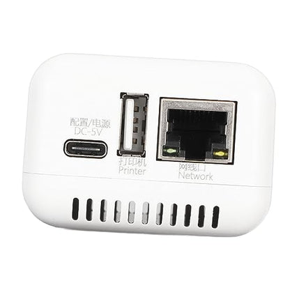 DAUERHAFT Wireless Print Server, Support Image Printing USB 2.0 Network Print Server Multiple Interfaces 100-240V Lightweight for PC (US Plug)