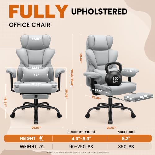 Office Chair, Desk Chair with Soft Adjustable Armrests - color: Grey