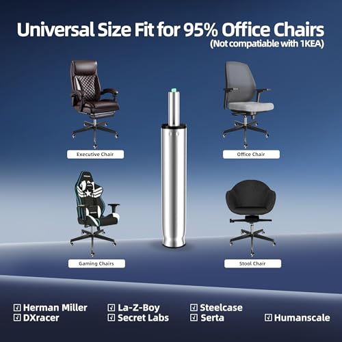 9 Inches to 13 Inches Office Chair Cylinder Replacement, 4'' Stroke, Heavy Duty 1000 lbs, Hydraulic Pneumatic Shock Piston, Universal Gas Cylinder Fit for Most Office Chairs, Class 4 (Polished Steel) - color: Polished Steel, size: 4'' Travel Length