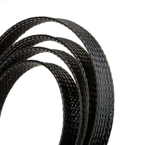 25ft PET Expandable Braided Cable Sleeve 1/6inch(4mm) Pet Braided Cable Sleeve for Audio Video Device Wire Automotive Wire (Black) - color: Black, size: 4mm"(1/6 inch)