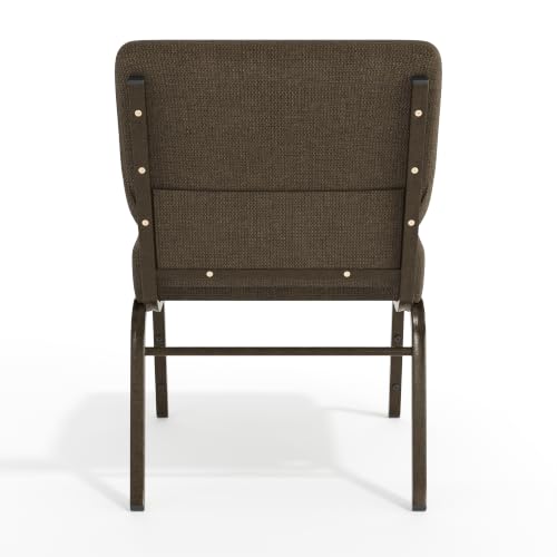 Flash Furniture HERCULES Series 21''W Stacking Church Chair in Brown Fabric - Gold Vein Frame - color: Brown Fabric/Gold Vein Frame, size: Set of 1