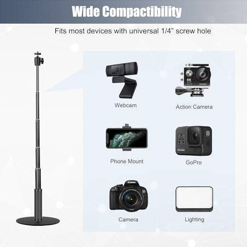 JCWINY Webcam Stand, 28 Inch Web Cam Stand for Desk, Adjustable Webcam Mount Camera Stand for Logitech Webcam C922 C930e C920S C920 C615 C960 C920x BRIO 4K NexiGo N60 and Others