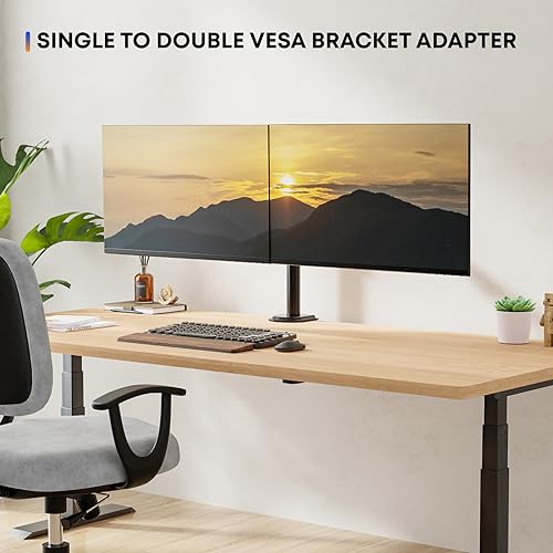 PUTORSEN Dual Monitor Wall Mount, Horizontal Assembly Mount for 2 Monitor Screens up to 27 inches,Max. 10kg, VESA 75x75/100x100mm - size: Up to 27"