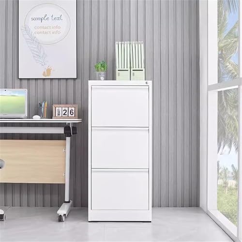 3 Drawer Vertical File Cabinet with Lock, White Metal Filing Cabinet