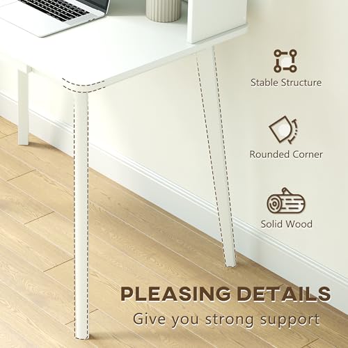 IOTXY Small Writing Desk with Hutch - 39.4" Work Computer Study Table - color: White