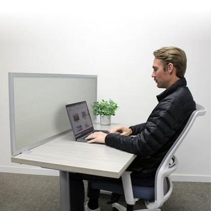 OBEX Acoustic Mounted Screen Privacy Panel Table Top Separator, Sound Blocking Desk Divider (Overcast, 18" X 36") - color: Overcast, size: 18"H X 36"W