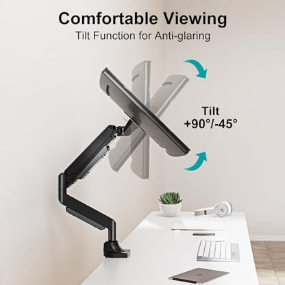 MOUNT PRO Single Monitor Mount for Max 43 Inch Ultrawide Computer Screen, Premium Aluminum Heavy Duty Monitor Arm Holds 6.6lbs to 33lbs, Gas Spring Full Motion Display Desk Stand, VESA Mount - size: Max 43", style: Single