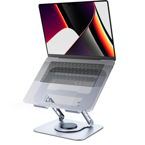 Leeboom 360° Rotating Laptop Stand, Aluminum Riser with Ergonomic Design - color: light silver