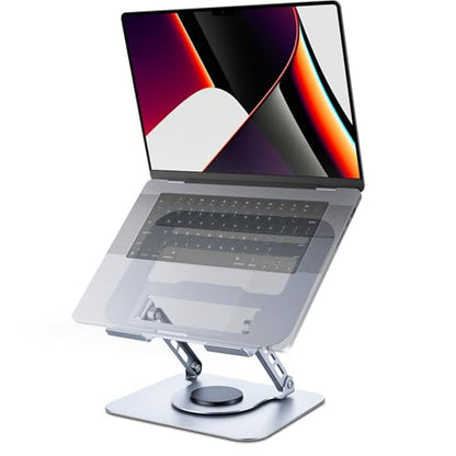 Leeboom 360° Rotating Laptop Stand, Aluminum Riser with Ergonomic Design - color: light silver