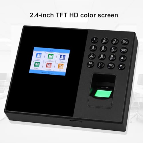 Biometric Time Clocks for Employees- No Monthly Fees - Time Punch Machine for Small Business - Fingerprint/Card/Password Attendance Systems with Power Plug - Easy Reporting