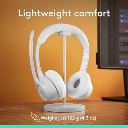 Logitech Zone 300 Wireless Bluetooth Headset with Noise-Canceling Microphone, Compatible with Windows, Mac, Chrome, Linux, iOS, iPadOS, Android – Off-White (Renewed) - color: Off White