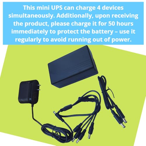 12V DC UPS, 12000mAH 12V 2A 4 Channels Rechargeable Batteries Dc Adapter