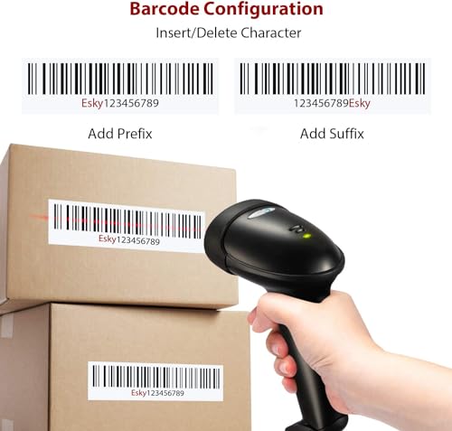 Esky Barcode Scanner with Stand, 2 Pack Wired Handheld 1D Bar Code Scanner - size: 2 Pack