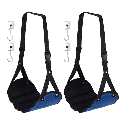 PATIKIL Airplane Footrest,2 Pack Adjustable Foot Hammock w/Hooks,Dark Blue - color: Dark Blue