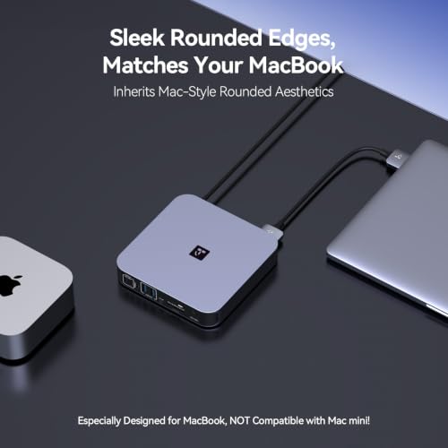 TobenONE 18-in-2 Docking Station Dual 4K Monitor for MacBook M5/M4 Pro/Max | Plug and Play Macbook Dock with HDMI&USB-C,150W Adapter, 10Gbps/PD 30W, 2.5G Ethernet, Solid & Sleek for Edit, Remote Office