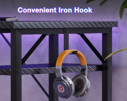ODK 53 Inch L Shaped Gaming Desk with Hutch & Headphone Hook - size: 53 Inch