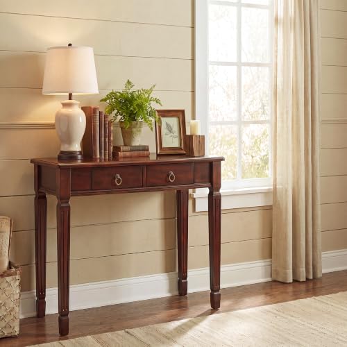 LEEMTORIG Traditional Solid Wood Writing Desk, Small Secretary Desk with 2 Drawers, Mahogany Desk Cherry Wood Writing Table for Home Office, 31.5" W French Provincial Desk, Cherry Walnut SSZ-D1258 - size: 31.5" W