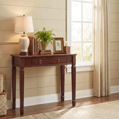 LEEMTORIG Traditional Solid Wood Writing Desk, Small Secretary Desk with 2 Drawers, Mahogany Desk Cherry Wood Writing Table for Home Office, 31.5" W French Provincial Desk, Cherry Walnut SSZ-D1258 - size: 31.5" W
