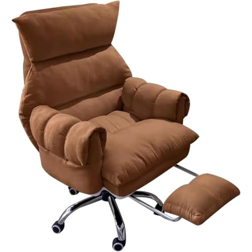 Executive Office Chair with Wheels, Swivel Computer Recliner, Padded Seat & Arms, Adjustable Height, Ergonomic Desk Chair for Home Office, Study & Conference,Coffee-with Footrest - color: Coffee, size: With Footrest
