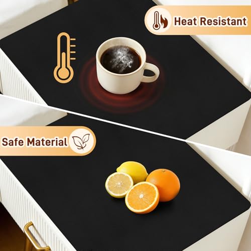 PU Leather Desk Protector/Nightstand Mat, 13.8X10.8 in Black - color: Black, size: 13.8" x 10.8"