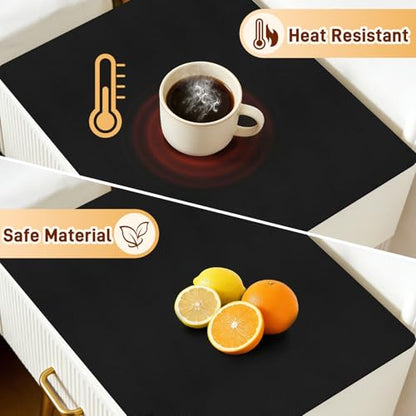PU Leather Desk Protector/Nightstand Mat, 13.8X10.8 in Black - color: Black, size: 13.8" x 10.8"