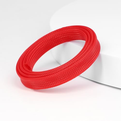 25ft PET Expandable Braided Cable Sleeve 13/16inch(20mm) Pet Braided Cable Sleeve for Audio Video Device Wire Automotive Wire (Red) - color: Red, size: 20mm"(13/16 inch)