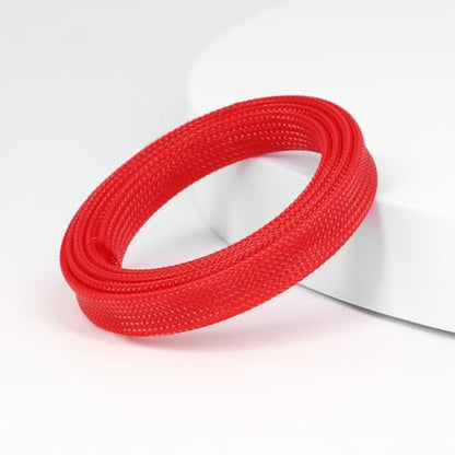25ft PET Expandable Braided Cable Sleeve 13/16inch(20mm) Pet Braided Cable Sleeve for Audio Video Device Wire Automotive Wire (Red) - color: Red, size: 20mm"(13/16 inch)