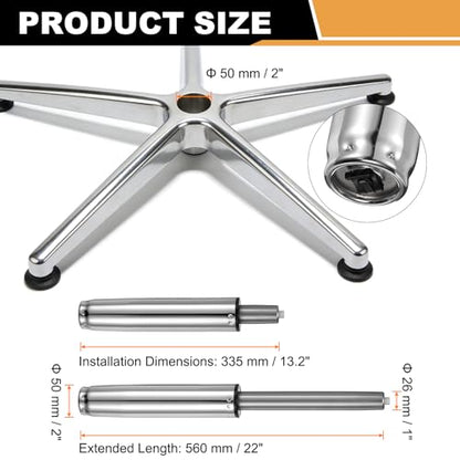 uxcell Office Chair Gas Cylinder, 20.1 Inch Class 3 Gas Cylinder Replacement Universal Hydraulic Pneumatic Lift Piston for Office Gaming Chair Desk Stools, Silver Tone - color: Silver Tone, size: 20.1 Inch