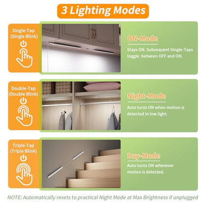 USB Plug-in Motion Sensor Light, Night/Day/ON Modes, Bright&Dimmable - color: 4000K Neutral White, size: 1-Bar