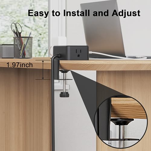 Desk Clamp Power Strip, 8 in 1 Desktop Charging Station with 4 AC Outlets 4 USB Ports 20W PD Fast Charge, Widely Spaced Outlets, 6.56ft Cord, with Overload Protection (US Plug)