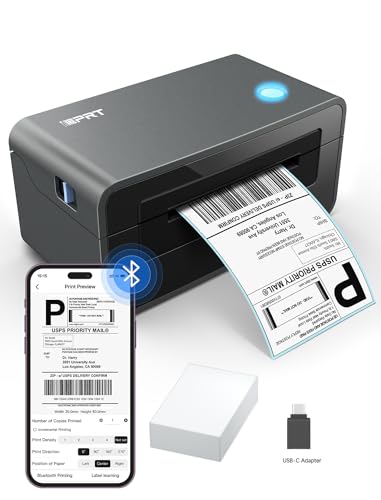 iDPRT Bluetooth Thermal Shipping Label Printer for Phone, 4x6, Supports Windows/Mac/iOS/Android, Ideal for Small Business and Shipping Packages (Renewed)