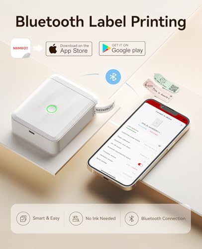 NIIMBOT D110 Upgrade Mini Label Maker, Bluetooth Thermal Printer for Daily - color: White, style: Label Machine with 1 Label Tape