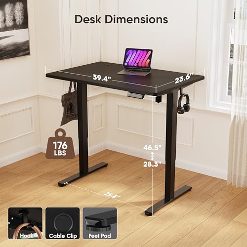 Monomi 39.4" Electric Standing Desk, Height Adjustable sit Stand up,Black - color: Black, size: 40x24